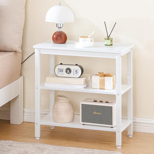 HOOBRO End Table, Simple Rustic Side Table with 3-Tier Storage Shelf, Narrow Nightstand for Small Spaces, Easy Assembly, for Living Room, Bedroom, Industrial Design, White WT14BZ01 by HOOBRO - Image 5