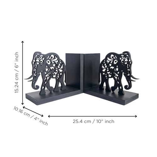 Image of eCraftIndia Wooden Book End with Elephant Showpiece for Home Decor Office Table | Gift for Housewarming Birthday