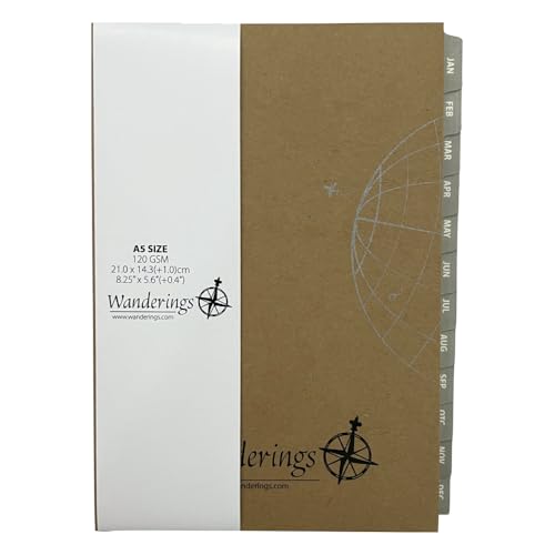 Wanderings Insertos de Agenda Calendario 2026/27 - Color Marfil - Recambio Grueso de Calendario Mensual y Semanal para Planificador de Anillas A5 de 6 Aros Compatible con Filofax 21 cm x 14,2 cm