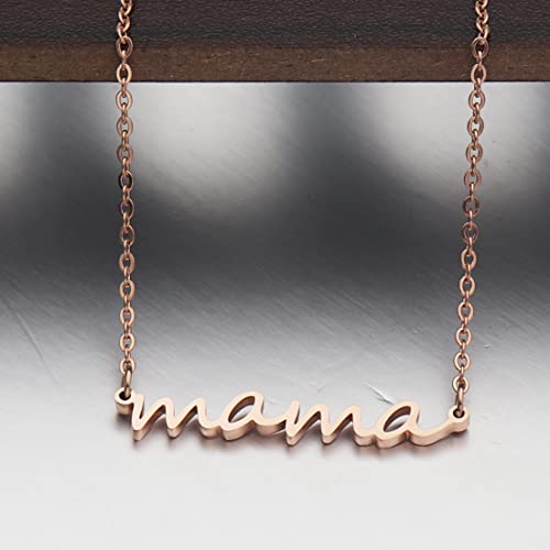 Dainty Mama Mom Letter Necklace Stainless Steel Initial Pendant Mother Necklace Gift for Mom from Daughter Son2