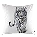 Produktbild okstore1988 Tiger Throw Kissenbezüge Albino Tier Pelzigen haarigen Tiger Big Wild Cat dekorative quadratische Kissenbezug Kissenbezug Home Decor für Sofa Schlafzimmer Wohnzimmer, 45X45 cm