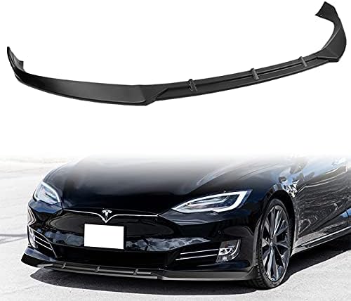 3pcs Front Bumper Lip Fit For Compatible With 2016-2020 Tesla Model S Splitter Trim Protection Spoiler, STP-Style ABS, Air-Dam-Chin Body Kit Diffuser (Carbon Fiber)