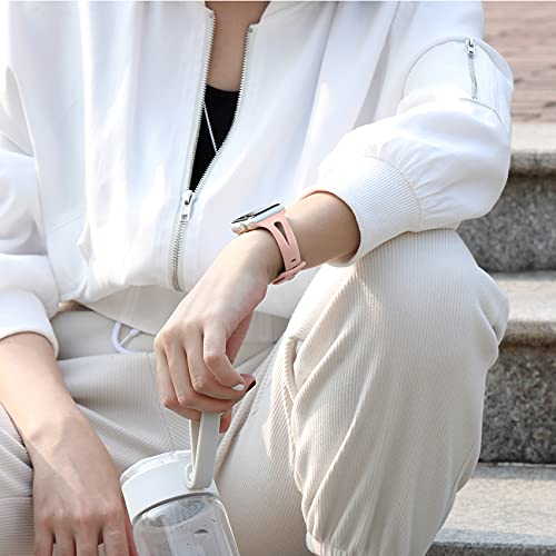 Getino Compatible With Apple Watch Band 40Mm 38Mm 41Mm Iwatch Series 8 7 6 5 4 3 2 1 Se For Women Men, Stylish Durable Soft Silicone Slim Sport Watch Bands, 4 Pack, Black/Pebble Gray/Pink Sand/White #TOP5