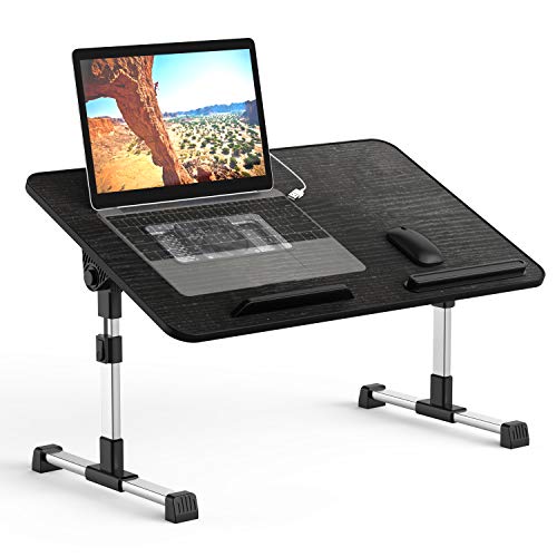 Exclusive Special Laptop Table Stand Desk, AHUTORU Adjustable PVC Leather Laptop Bed Table, Portable Standing Desk, Foldable Lap Tablet Desk for Sofa Couch Floor