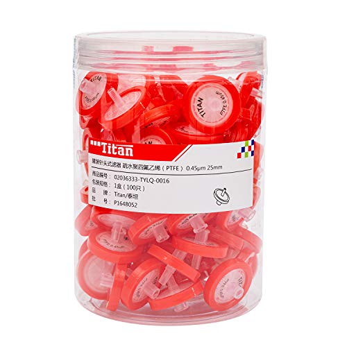 Image of Syringe Filter PTFE Membrane 25mm Diameter 0.45um Pore Size Pack of 100