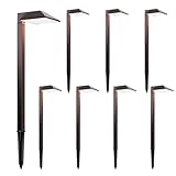 Equinox Outdoor Low Voltage Landscape Lighting 0.6W LED 3100K Warm White Metal 12V Pathway Lights Charcoal Brown 8PK Kits with Connector and Stake (8Pack)
