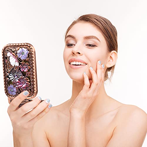 Jiabeius Vintage Travel Pocket Mirror Compact Mirror Rectangle Gold Makeup Mirror Folding Mini Pocket Mirror For Pocket School Bag Wallet Gift (Rectangle) #TOP3