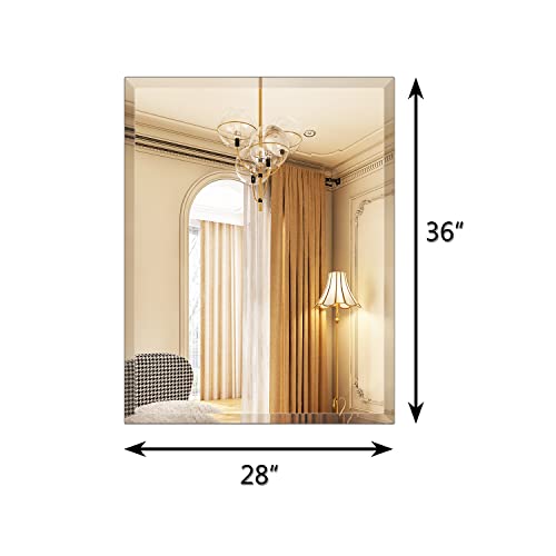 Umzodo 28"X36" Frameless Rectangle Wall Mirror With 1 Inch Beveled Edge For Bathroom Vanity #TOP3