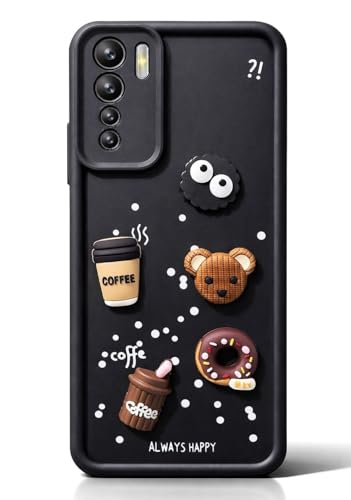 Image of Bintage Case Cute Fun Taddy| 3D Ball Bear| Donut| Coffee Rubber Case Camera Protection Back Cover Compatible for Oppo F15 - Black