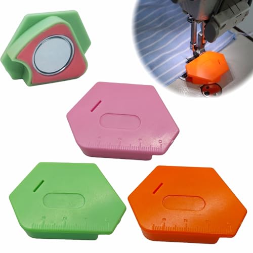 Jolynwin 3PCS Magnetic Seam Guide for Sewing Machine, Upgraded Multifunctional Polygonal Hemmer Guide with Scale, Essential Quilting Tool Sewing Supplies and Accessories