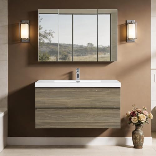 VUMALL Floating Vanity Bathroom, 42 Inch Bathroom Vanity with Sink,