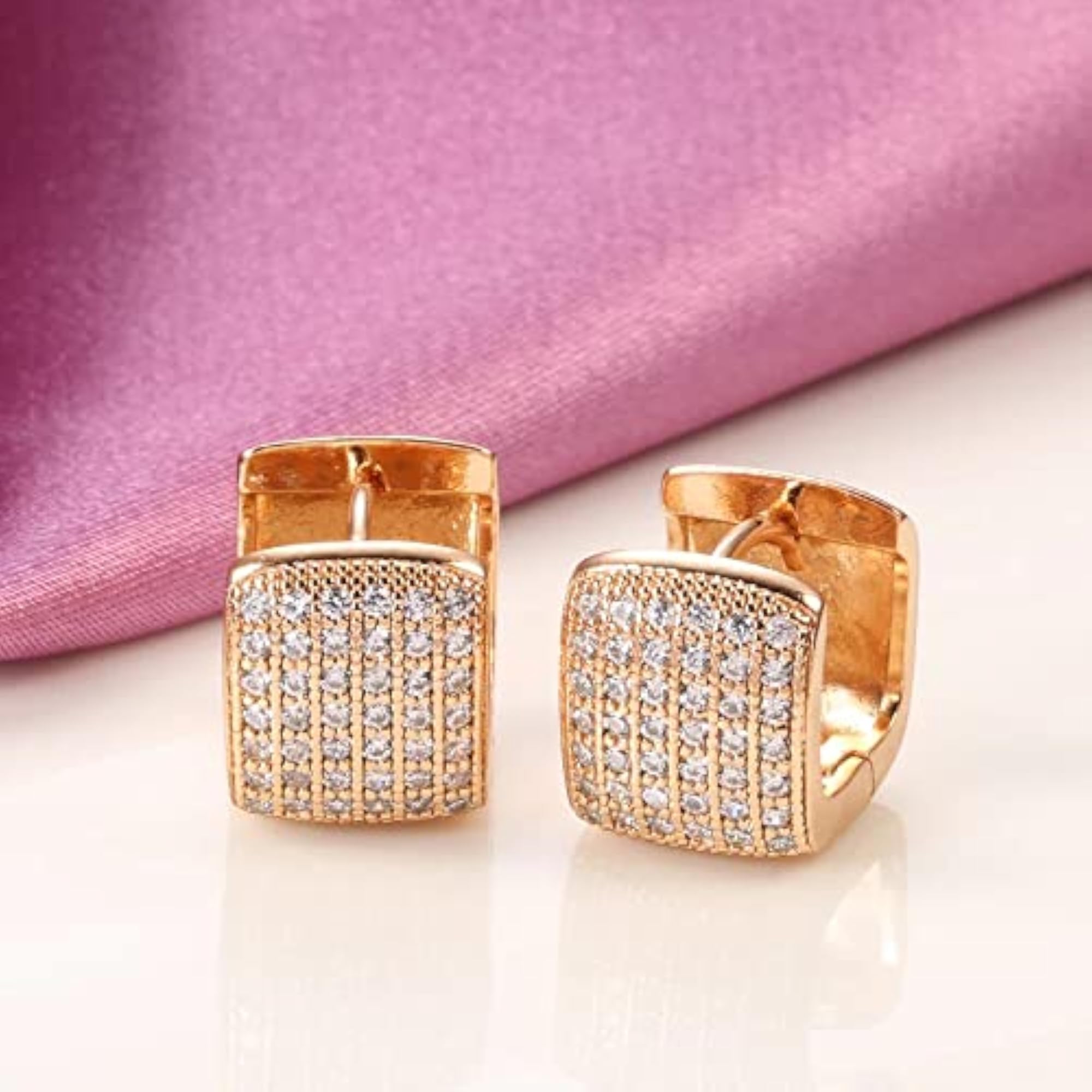 18k Plated Copper Zircon Bali Earrings (rrsd12843er)