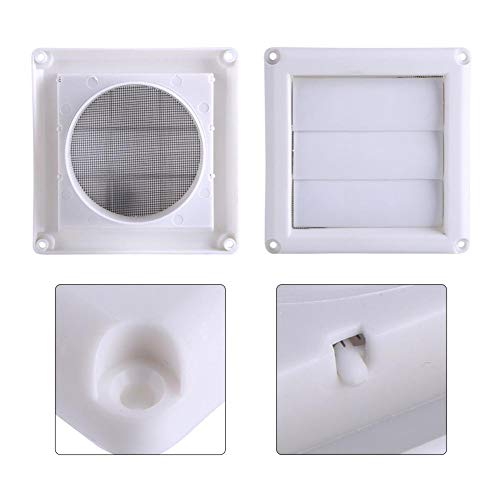 GOTOTOP Wall Air Vent Deflector Plastic Grille Cover 3 Flaps Wall Duct Ventilation Grill with Net New Outlet for Keeping Indoor Outdoor Circulation (5.91 x 5.91 in) - Image 4
