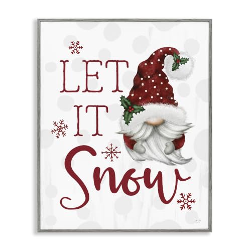 'Let It Snow Winter Sentiment Red Snowflakes'| Framed Giclee Art