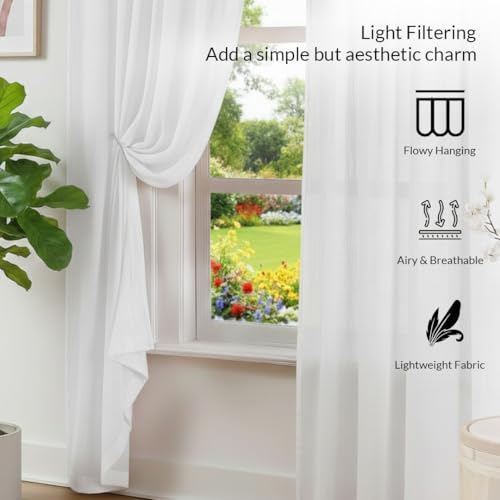 Image of HOMEMONDE Sheer Curtains for Living Room, Bed Room - Transparent Curtain Home Decor