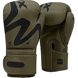 RDX Guantes de Boxeo para Muay Thai y Entrenamiento, Convex Skin Combat Cuero Mitones para Sparring, Kick Boxing, Boxing Gloves para Saco Boxeo, Combate Training