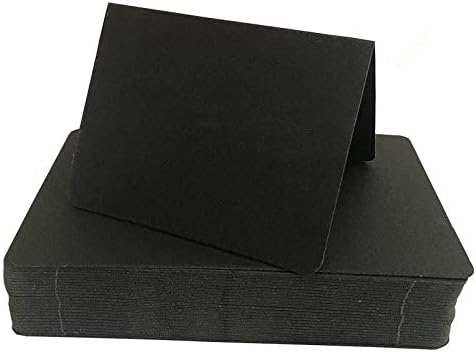 Blank Tent Table Place Cards - Best Paper Greeting Cards - Perfect for Weddings, Folded Seat Assignment Setting Label,Banquet Party Event, 3.5x 2.7 Inch - Pack of 50（Black)