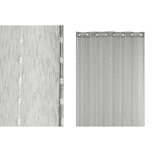 Rideau brodé gris polyester 140x260 pour une ambiance cosy - 2