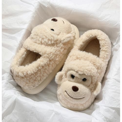 Monkey Slippers For Women And Men，Cute Warm And Non-Slip Slippers For Winter, Plush Slippers For Indoor And Outdoor.3