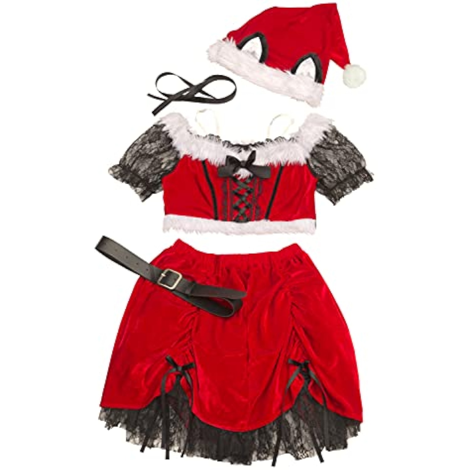 クリアストーン(Clearstone) コフレシャルム コスプレ クリスマス ブラックレースキャットサンタ レディース レッド 詳細画像3