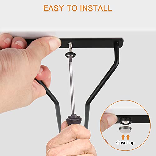 10.8 Inch Long Single Rail Wine Glass Rack Under Cabinet Cupboard, Yimerlen Metal Stemware Holder Wine Glass Holder Wine Glass Hanger For Rv Mini Bar Kitchen Storage (Black- 2 Pack) #TOP4