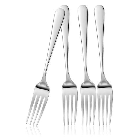 ATB Dinner Forks 8 Inches Stainless Steel Forks Silverware Kitchen Forks Heavy Duty Metal Forks For Home, Kitchen Or Restaurant, Dishwasher Safe (4) Cover