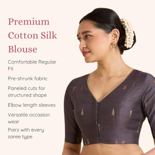 Image of Studio Shringaar Women's Handloom Cotton Silk Readymade Saree Blouse with Underarm Sweat Pads (Pack of 14 Pads)