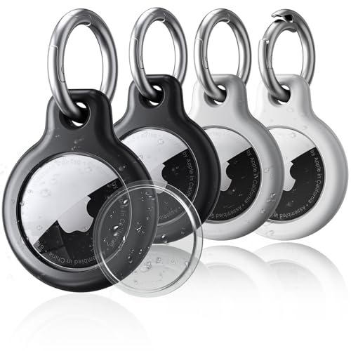 SPGUARD 4 Porte-clés AirTag étanche, étui Air Tag avec Porte-clés antiperte, étuis en TPU pour clés, Suivi d'animaux, Bagages