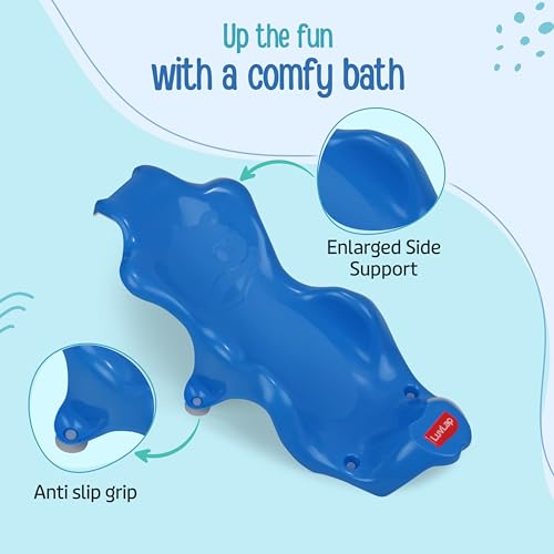 Image of LuvLap Anti Slip Baby Plastic Bath Chair, Baby Bath Seat /Sling with Non Slip Strong Suction Base, Baby Shower, for Infants & Toddlers (Blue)
