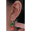 Ribbon Bow Festive Red Green Ball Ornament Dangle Drop Earrings for Women Cute Bowknot Fish Hook Dangling Hypoallergenic Christmas Festival Jewelry Gifts for Bff Daughter Thanksgiving