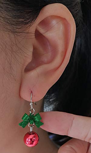 Ribbon Bowknot Cute Festive Red Green Ball Ornament Dangle Drop Earrings for Women Teen Girls Fish Hook Dangling Hypoallergenic Christmas Festival Party Jewelry Gifts for Bff Daughter Thanksgiving - Image 4