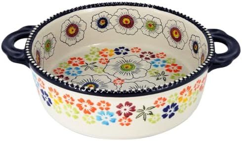 Baking Dishes For Oven, 1 Quart Round Casserole Dishes For Oven-colored flowers B-round 950ml