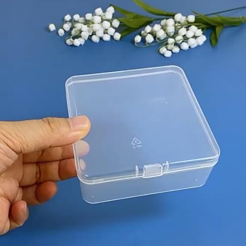 Image of 12 Pieces Square Empty Mini Clear Plastic Storage Containers (3.62 x 3.62 x 1.5 inch) with Lids for Tiny Items and Other Craft Projects