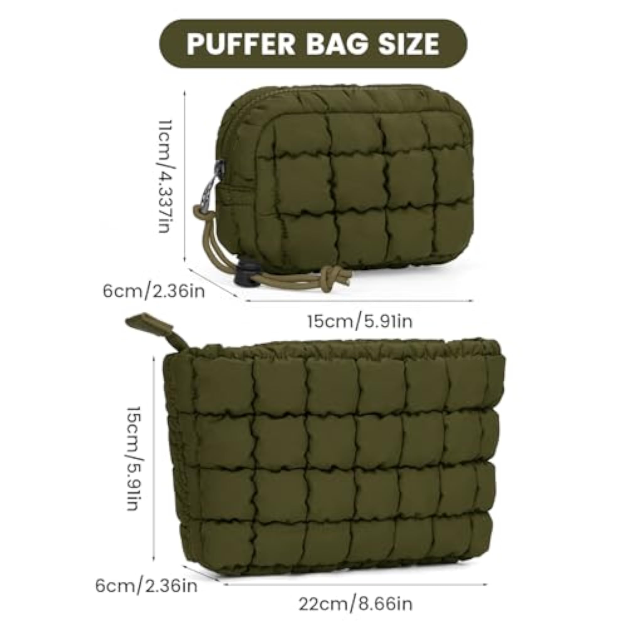Quilted Makeup Bag and Zip Card Pouch Key Chain Cosmetic Bag