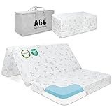 voomf Pack and Play Mattress Trifold- 38"x26" Pack N Play Mattresses Pad with Breathable Removable Cover - Dual-Sided Memory Foam Foldable Portable Travel Baby Crib Mattress