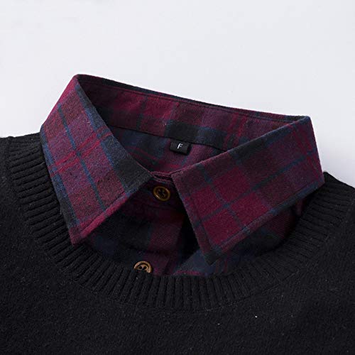 Vpang Detachable Half Shirt Blouse False Collar Cotton Plaid Shirt2