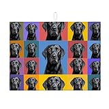 Black Lab Dish Drying Mats For Kitchen Counter, Pop Art Style Absorbent Dish Drainer Rack Mat, Modern Microfiber Drying Pad For Everyday Use 18x24 Inch