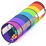 Playz Kids Play Tunnel for Toddlers 1-3 and Up, Large 21' Opening Colorful Rainbow Pop Up Baby Tunnel for Kids to Crawl Through, Indoor & Outdoor Kids Tunnel for Babies, Cat, Dog, Pets Crawling Tunnel