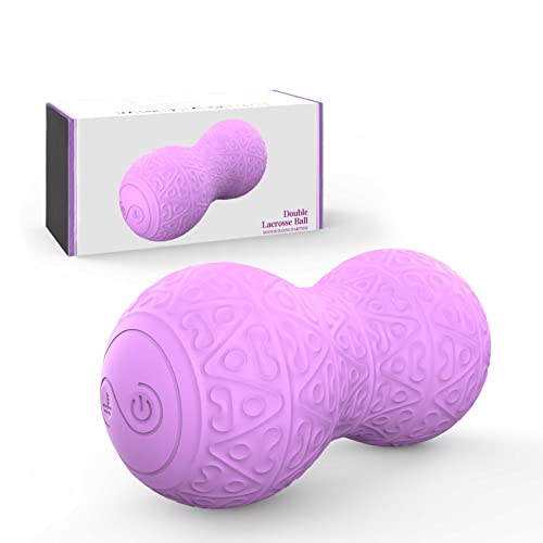 Lysia Vibrating Massage Ball, Peanut Ball Roller, Electric Double Lacrosse Ball with 5 Vibration for Myofascial Release Deep Tissue Trigger Point Therapy Muscle Recovery Pain Relief (Purple) 