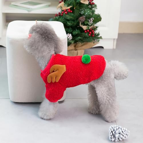 Izefia Dog Sweater Costume Christmas Clothes Gift Fleece Woolen Sweater Winter Warm Pajamas Christmas Father Reindeer Tree Sweater for Small Dog Medium Cat Reindeer Red M - Image 4