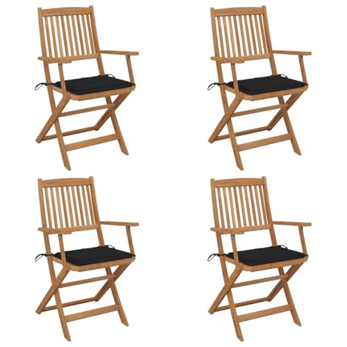 Chaises de terrasse en bois d'acacia massif de qualité supérieure avec coussin