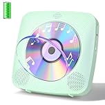 Gueray Desktop CD Player Bluetooth CD Players with Speakers for Home 1800mAh Rechargeable Battery Portable CD Player with AUX USB Headphone Jack FM Radio with LCD Display for Kids Gift (Green)