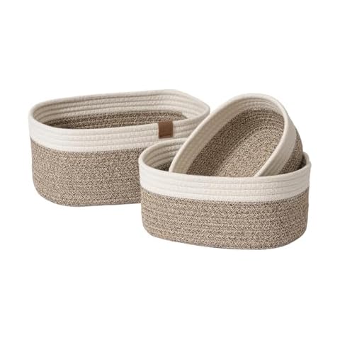 LA JOLIE MUSE Cotton Rope Storage Baskets Set Cover