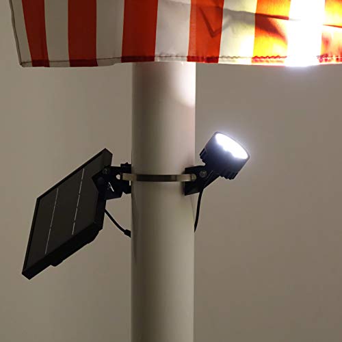 Mini 120X Solar Flag Pole Light, Warm White, Black Finish, Adjustable Metal Straps, 4-Axis Panel Rotation, Dimmable Dusk To Dawn Waterproof #TOP3