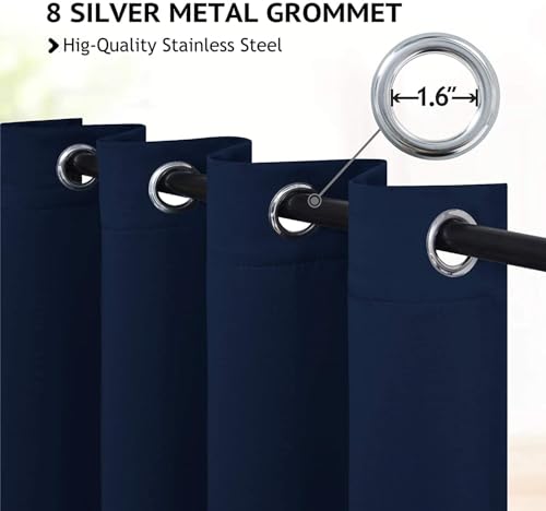 Image of COSVIYA Grommet Room Darkening Navy Blue Curtains 36 inch Long for Bedroom | Light Blocking Insulated Thermal Curtains for Living Room, Blackout Thick Polyester Window Drapes,52x36 inches, 2 Panels