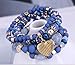 Jewellify Women Beaded Bracelet Set - Colorful Boho Stackable Bangle Bracelet with Crystal Accents - Trendy Fashion Stretch Charm Bracelets Jewelry for Women (Blue)