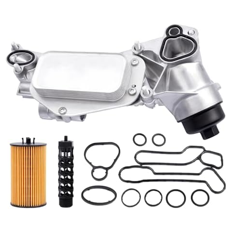 25199751 Aluminum Engine Oil Cooler Filter Housing Assembly Adapter Kit+Gasket+Insert+Cap for 2008-2019 Cruze Malibu Aveo Cascada G3 Astra 1.6L 1.8L, OE #918432, 12992593 Cover