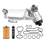 25199751 Aluminum Engine Oil Cooler Filter Housing Assembly Adapter Kit+Gasket+Insert+Cap for 2008-2019 Cruze Malibu Aveo Cascada G3 Astra 1.6L 1.8L, OE #918432, 12992593
