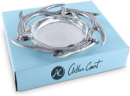 Arthur Court Designs Aluminum Antler Wine Coaster / Holder Artisan Metal 7 Diameter x 1 inch Tall
