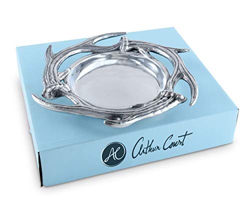 Arthur Court Designs Aluminum Antler Wine Coaster / Holder Artisan Metal 7 Diameter X 1 Inch Tall #TOP1